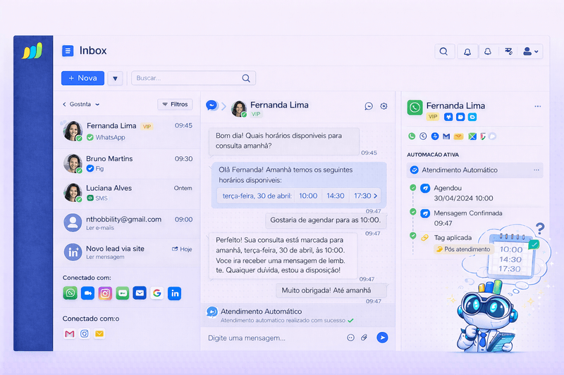 Central de atendimento: WhatsApp, Instagram e chat numa tela só